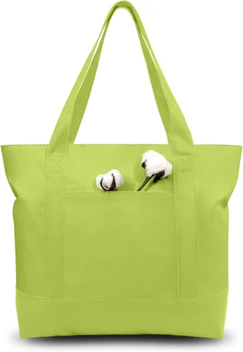 Vista 47 de TOPDesign Paquete de 1 bolsa de lona con bolsillo externo, bolsa de compras reutilizable para comestibles, cierre de cremallera superior, artículos