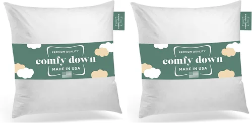 Vista 14 de ComfyDown Cojín de 12 x 12 pulgadas, relleno de plumas y plumas, funda 100% algodón, fabricada en Estados Unidos, funda de almohada decorativa suave