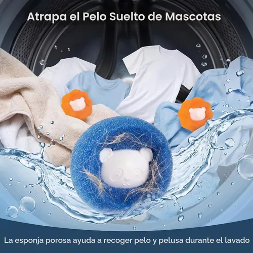 Vista 5 de 3 unidades de removedor de pelo para lavandería, removedor de pelo reutilizable, lavadora, recogedor de pelo de bola para ropa de perro, gato