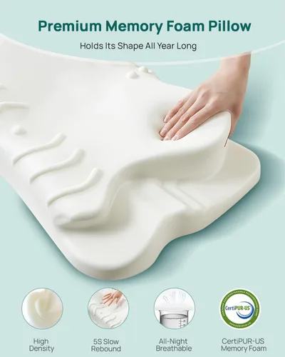 Vista 4 de Almohada cervical ajustable para el cuello, almohada ortopédica de contorno ergonómica refrescante, almohadas de cuello de espuma viscoelástica