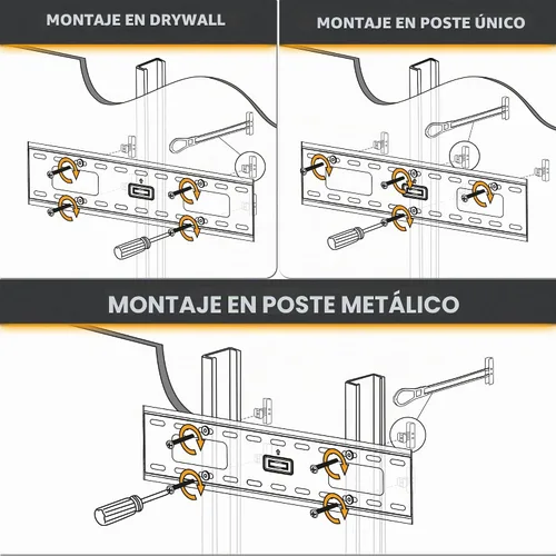 Vista 6 de CondoMounts MSK9002 Kit de montaje de TV de pared con azulejos Granito Mármol Sin pared de perno Barra de agarre Montaje de accesorios
