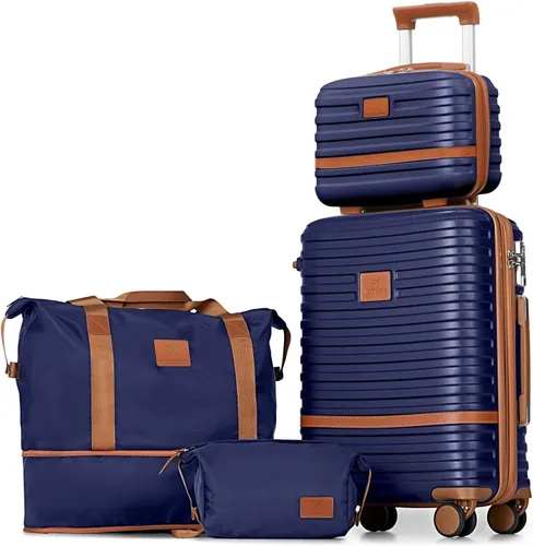 Vista 14 de Juego de maletas Joyway de 3 piezas, juego de maletas extensibles de cabina con rueda giratoria, juego de maletas de carcasa dura con candado TSA