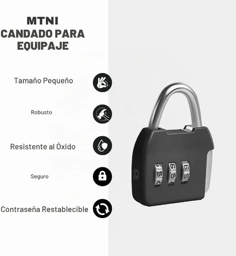 Vista 3 de Cerradura de combinación pequeña, candado de combinación de 3 dígitos, cerraduras de equipaje de viaje, cerradura combinada con código para maleta