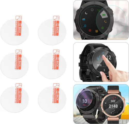Vista 2 de Hemobllo Película de pantalla transparente 6 unids Película templada redonda Protector de pantalla Protector de cara Smartwatch Protectores