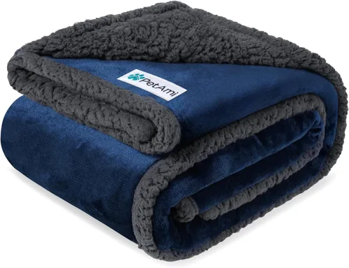 Vista 19 de PetAmi - Manta impermeable para perros medianos, cachorros, gatos pequeños Manta de forro polar suave para mascotas para sofá Cubierta gruesa