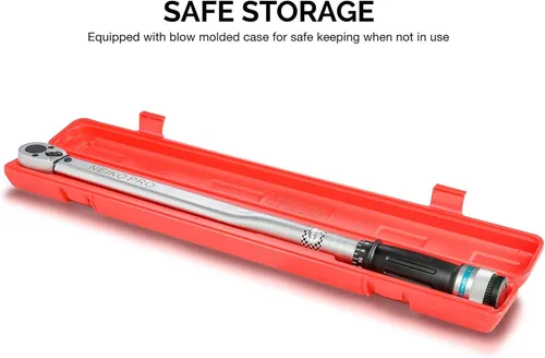 Vista 7 de Neiko PRO 03709B Llave dinamométrica de 1/2 pulgada, llave dinamométrica de clic ajustable de 25 pulgadas, fabricada con acero de cromo vanadio CrV