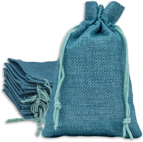 Vista 10 de TheDisplayGuys - Paquete de 12 bolsas de regalo de arpillera natural de 4 x 6 pulgadas con cordón (marrón natural, pequeña) para recuerdos