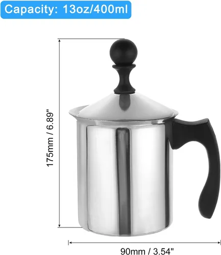 Vista 2 de UXCell Dispensador manual de crema batida, fabricante de crema de mano de acero inoxidable de 13 oz/13.5 fl oz DIY