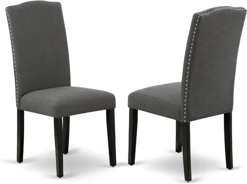 Vista 4 de East West Furniture ESEN3-BCH-20 - Juego de mesa y sillas de cocina de 3 piezas contiene una mesa redonda de comedor con pedestal y 2 sillas Parsons