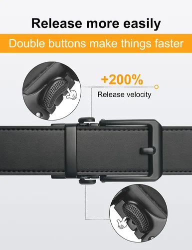Vista 4 de JUKMO Cinturón de trinquete de cuero de 1.5" (38mm) para hombre en caja de regalo
