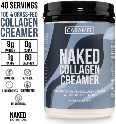 Vista 2 de Naked Crema de Café con Colágeno - Crema de Colágeno de Caramelo para Café - Sin Lácteos, Sin Gluten, Sin OMG - Apoya el Cabello, la Piel y las Uñas