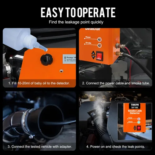 Vista 6 de Detector automotriz del escape de la máquina del humo, probador del escape Naranja