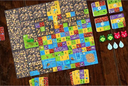 Vista 2 de The City Of Games Race to The Raft - Juego de mesa de rompecabezas social para construir caminos y colocar azulejos, salvar a los gatos de la isla