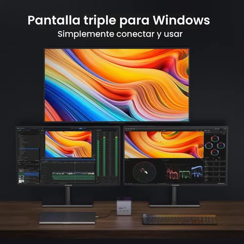 Vista 3 de Estación de acoplamiento TobenONE USB C para monitores duales/triples con adaptador de corriente de 150W