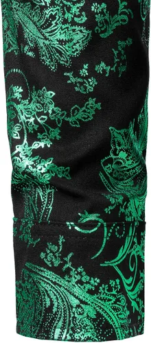 Vista 6 de ZEROYAA - Camisa de lujo para hombre con estampado de cachemira brillante elegante y ajustada con botones