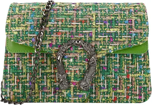 Vista 12 de Bolsos y bolso de mano de tweed para mujer, de piel sintética, con cadena de lana, bolso de hombro, bolso cruzado para las axilas, bolso de mano