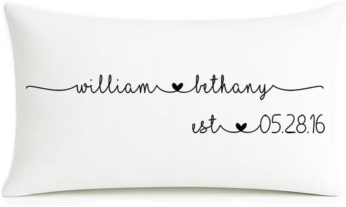 Vista 7 de Almohada de boda personalizada, almohada personalizada con nombre de pareja con corazón, regalo de boda romántico, regalo de compromiso, almohada