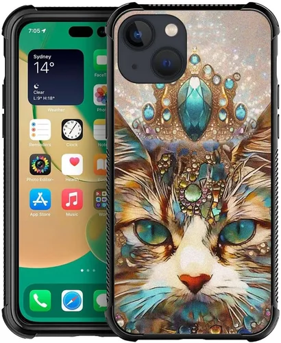 Vista 23 de Compatible con iPhone 13 Mini, diseño de H Art Cat Pattern, H Funda protectora de TPU resistente a arañazos y golpes para iPhone 13 Mini de 5.4