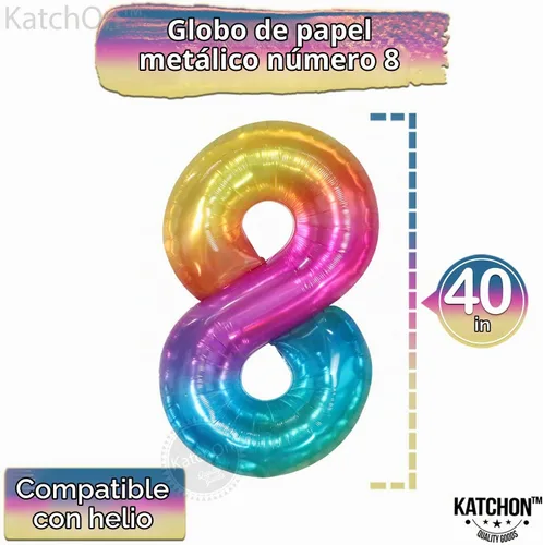 Vista 2 de KatchOn, Globo gigante arcoíris número 8 de 40 pulgadas 8 globos para niña de cumpleaños arcoíris número 8 decoraciones de cumpleaños número 8