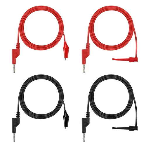 Vista 8 de Sumnacon Juego de cables de prueba de multímetro, enchufe apilable para gancho de prueba, enchufe de plátano a clips de cocodrilo, cable de prueba