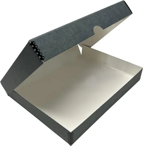 Vista 9 de Lineco Caja de almacenamiento de folio de archivo. Caja de almacenamiento con borde de metal, tapa de concha. 9.5 x 12.5 x 1.75 pulgadas.