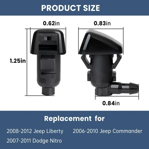 Vista 7 de Juego de 2 boquillas lavadoras delanteras apropiado para 2008-2012 Jeep Liberty, 2006-2010 Jeep Commander, 2007-2011 Dodge Nitro. Repuesto #