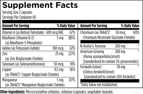 Vista 3 de Designs for Health Thyroid Synergy - Suplemento de apoyo tiroideo con yodo, ginseng americano, selenio, zinc + manganeso, vitaminas veganas