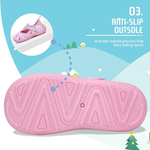Vista 6 de FANTURE Zapatos de agua para niños y niñas, lindas sandalias acuáticas, playa, piscina, parque acuático, tenis acuáticos, para niños pequeños