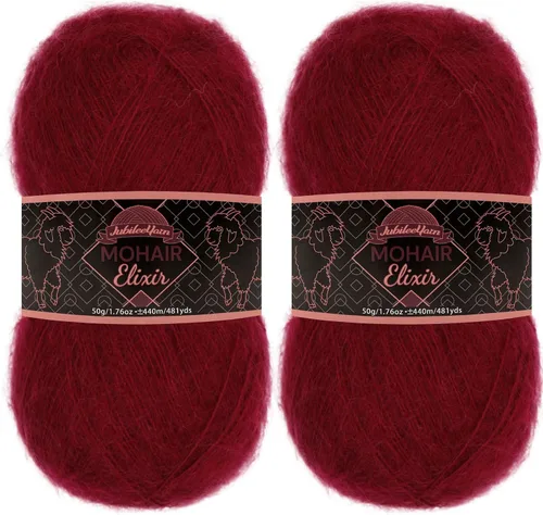 Vista 92 de JubileeYarn Mohair Elixir Yarn - 50g/Skein Baby Wool Blend - Cosmopolitan - 1 Skein