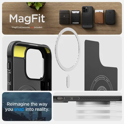 Vista 6 de Spigen Rugged Armor MagFit - Funda diseñada para iPhone 14 Pro Max (2022) [protección de grado militar] compatible con MagFit, color negro mate