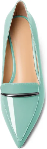 Vista 3 de Tacones de cuña baja para mujer, zapatos de vestir con barra de metal de 2 pulgadas