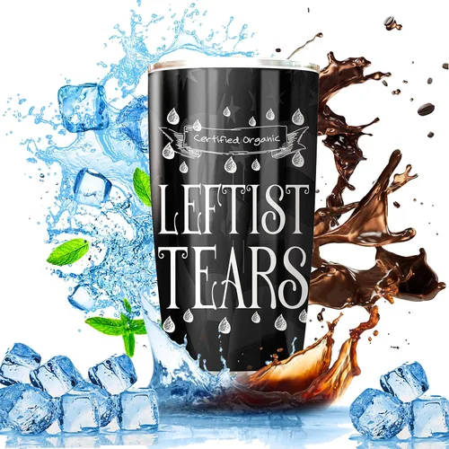 Vista 3 de CHICKOR Leftist Tears - Vaso de acero inoxidable de 20 onzas con tapa, doble pared aislada al vacío, taza de café de viaje