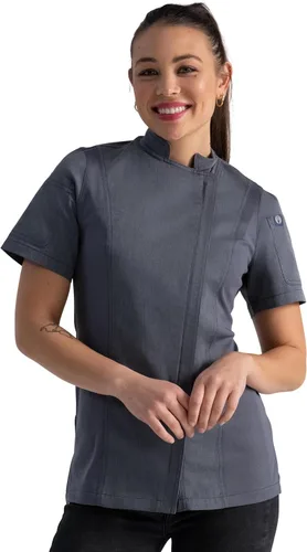Vista 8 de Chef Works Springfield - Abrigo de chef para mujer Negro