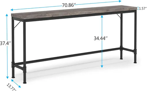 Vista 2 de Tribesigns Mesa consola extra larga de 70.9 pulgadas para entrada, mesa de sofá larga estrecha detrás del sofá, mesa de pasillo gris rústica, mesa