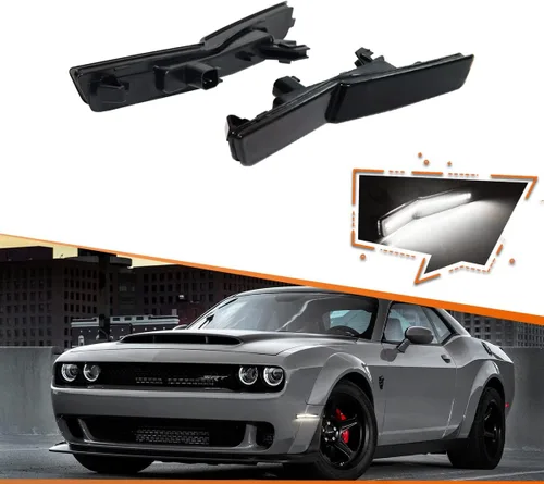 Vista 12 de ADIIL 2 luces LED laterales para Dodge Challenger Widebody 2018-22 Luces ámbar de lente transparente