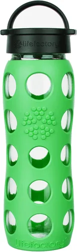 Vista 24 de Lifefactory Botella de agua de vidrio sin BPA de 12 onzas con tapa clásica y funda protectora de silicona, Marigold Caléndula