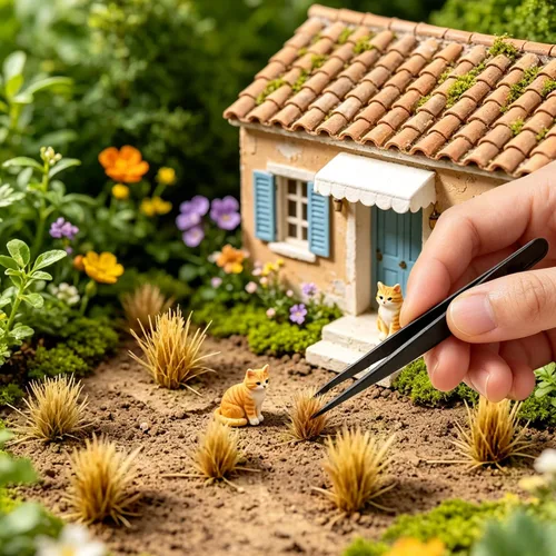 Vista 7 de Juego de 208 piezas de césped estático modelo de césped artificial ferroviario, césped artificial en miniatura, kit de terreno para bricolaje