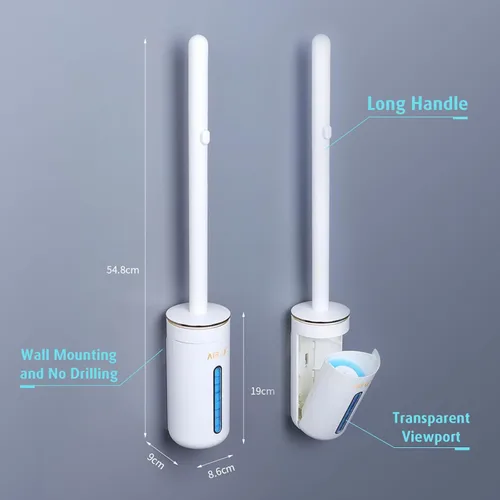 Vista 8 de AIR U+ Cepillo Desechable para Inodoro, Sistema de Limpieza de Cuenco de Inodoro con 24 Recargas de Varilla, Kit Inicial de Cepillo Limpio con 1