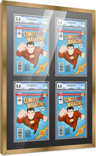 Vista 105 de Poster Palooza Marco de cómics con paspartú para 1 cómic de grado CGC, CBCS o PGX, marco de cómic de bronce para cómic de 8.125 x 13 pulgadas