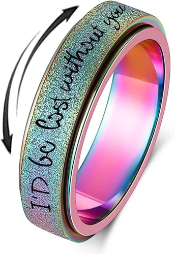 Vista 12 de Anillo Inicial Giratoria de Ansiedad para Mujeres Anillo de Ansiedad para Mujeres y Hombres Anillo de Pulgar para Hombres Anillo Giratoria de Plata