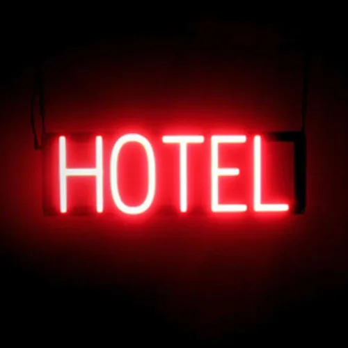 Vista 30 de SpellBrite HOTEL Sign Letrero relacionado con la hospitalidad con aspecto de neón, fuente de luz LED azul 19.8 x 6.3 pulgadas