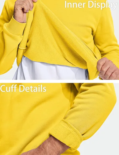Vista 75 de MAGCOMSEN Sudadera de cuello redondo para hombre de manga larga casual cálida de forro polar