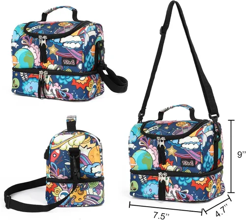 Vista 6 de Tilami Mochila rodante de 18 pulgadas con doble asa con bolsa de almuerzo con ruedas para niños
