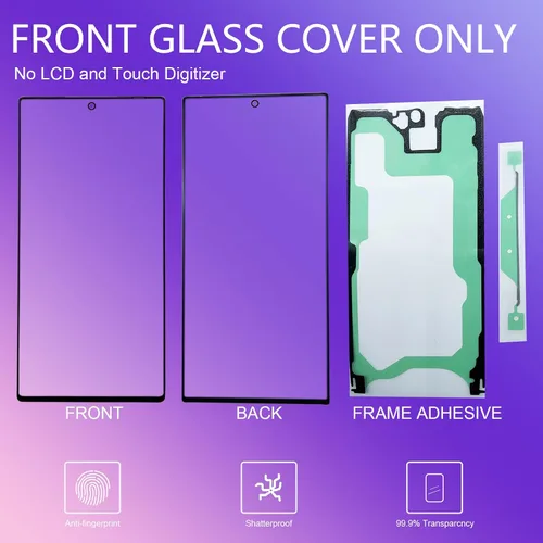 Vista 5 de Para Samsung Galaxy Note 10 Plus Kit de reparación de vidrio frontal Reemplazo de pantalla 6.8 pulgadas Pantalla exterior de vidrio incl Adhesivo