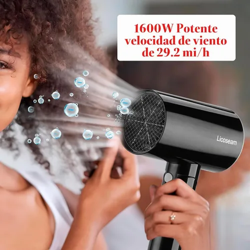 Vista 4 de Secador de pelo plegable pequeño de 1600 W, negro