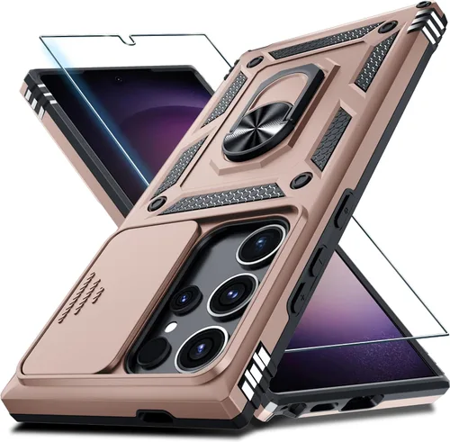 Vista 39 de Janmitta Compatible con Samsung Galaxy S24 FE Funda con Cubierta Deslizante Integrada para Lente de Cámara+Protector de Pantalla+Soporte de Anillo