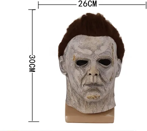 Vista 8 de Led Latex Mask for Halloween Michael Kills Cosplay Scary Masks with Hair Horror Killer Dress Up Costumes Adult Man Masks