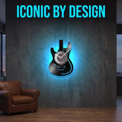 Vista 8 de Reloj de pared de guitarra de 12 pulgadas con 7 modos luminosos, regalo Con luz