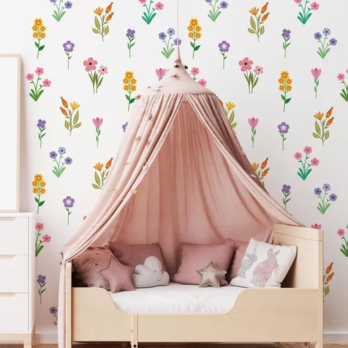 Vista 7 de Zonon 6 calcomanías de pared de flores, calcomanías para despegar y pegar