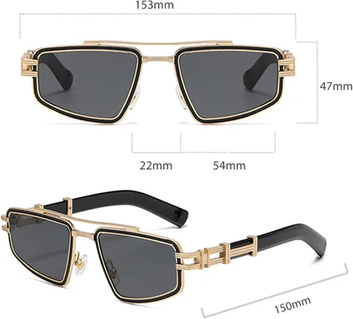 Vista 7 de bullabulling Gafas de sol retro de doble viga para hombre, gafas de sol de moda para mujer, protección